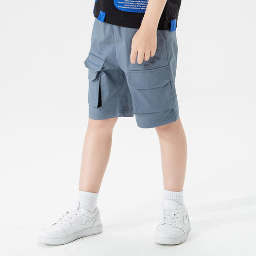 mettekids儿童裤子2022夏新款男童薄款短裤五分裤拼接休闲工装裤 商品图1