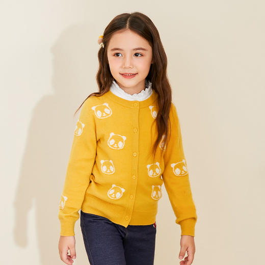 mettekids儿童羊绒衫春秋新款女童针织开衫中大童可爱熊猫毛衣 商品图2