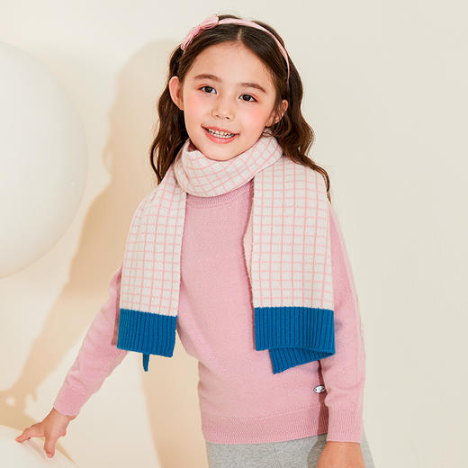 mettekids儿童围巾纯羊绒男童女童新款格子针织秋冬季保暖围脖 商品图1