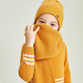 mettekids儿童围巾纯羊绒男童女童防风可爱纯色加绒保暖冬季围脖