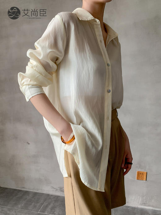 衬衫韩版薄款防晒外穿百搭宽松休闲长袖衬衣上衣 商品图3