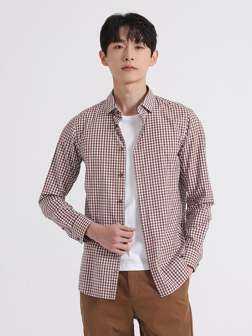 callisto玛奇棕白棋盘格全棉法式领衬衫 SSSTL005C 商品图0