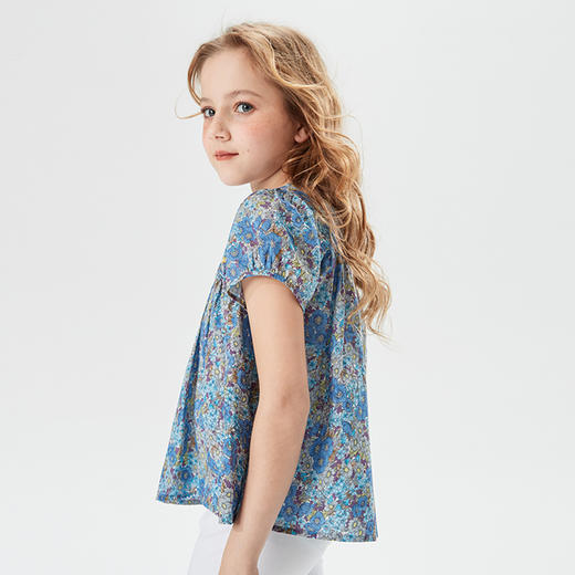 mettekids儿童T恤2022夏季新款洋气泡泡袖公主休闲女童纯棉上衣 商品图1