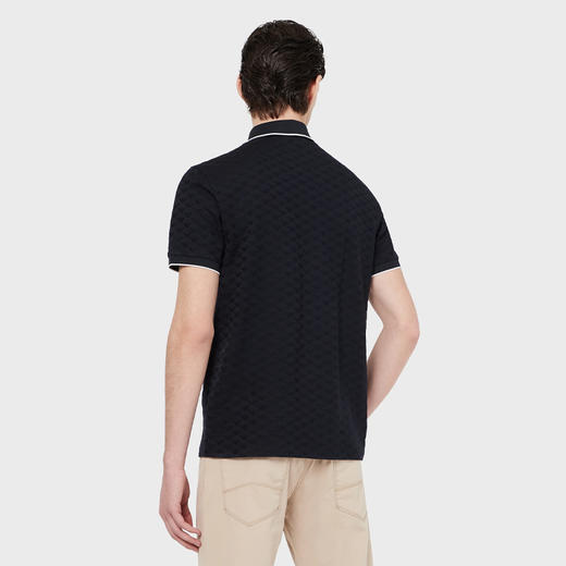 【二】EMPORIO ARMANI 阿玛尼 男士棉质通体提花鹰标丝光平纹针织短袖Polo衫 蓝色 8N1FP0 1JHWZ 0920 商品图2