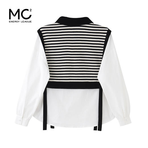 女装翻领假两件条纹拼接长袖衬衫C3212356 商品图4