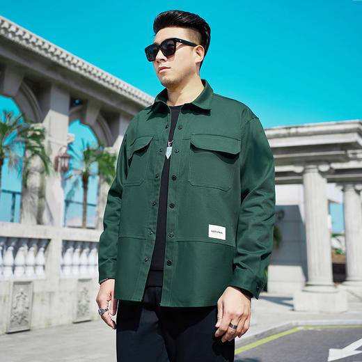 【新款DMH】大依优型潮牌大码男装胖子春装新款翻领纽扣工装飞行夹克宽松外套男 商品图3