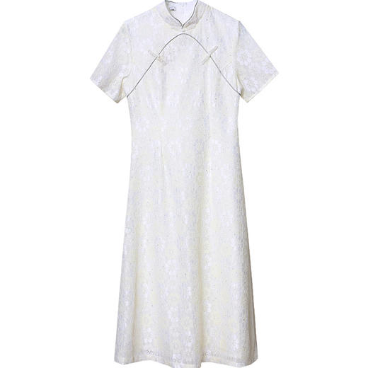 QYM MG7766-Y改良旗袍裙中式蕾丝连衣裙 商品图4