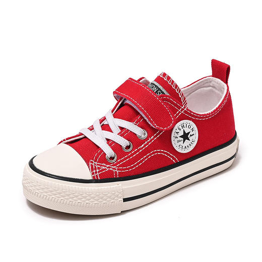 新款儿童帆布鞋小白鞋男女童低帮松紧kids小中大童 商品图11