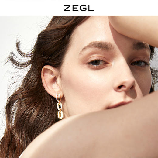 ZEGL链条耳环女秋冬小众设计感2022年新款冷淡风长款耳钉银针耳饰 商品图4