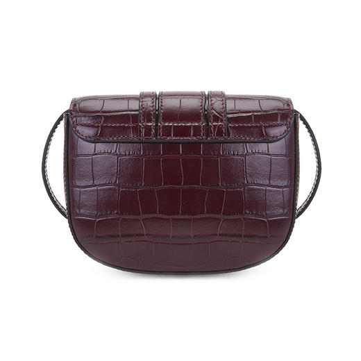 Chloe 蔻依 SEE BY CHLOE 女士深红色鳄鱼纹牛皮迷你单肩斜挎马鞍包 酒红 商品图2
