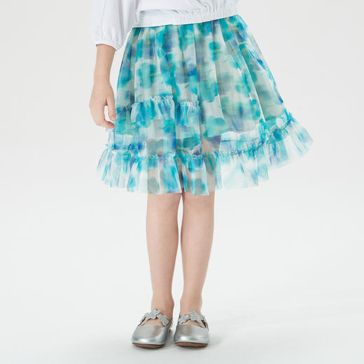 mettekids儿童裙子童装女童夏季碎花裙网纱洋气公主中大童半身裙 商品图2