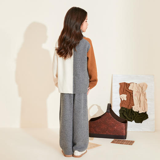 mettekids儿童羊绒衫春秋新款针织阔腿裤男童女童加厚毛衣套装 商品图3