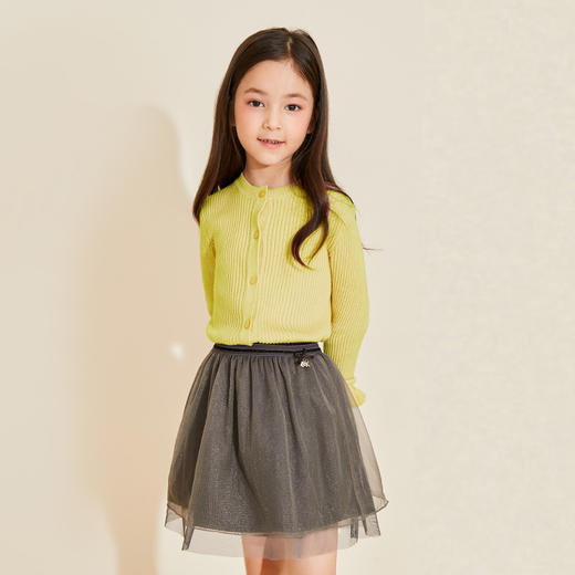 mettekids儿童针织衫春秋新款打底衫中大女童小香风圆领开衫毛衣 商品图2