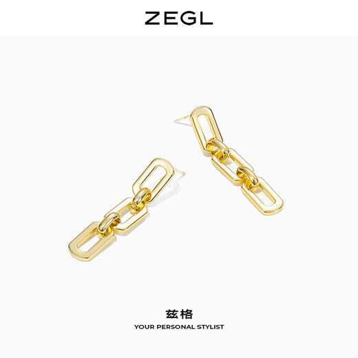 ZEGL链条耳环女秋冬小众设计感2022年新款冷淡风长款耳钉银针耳饰 商品图0