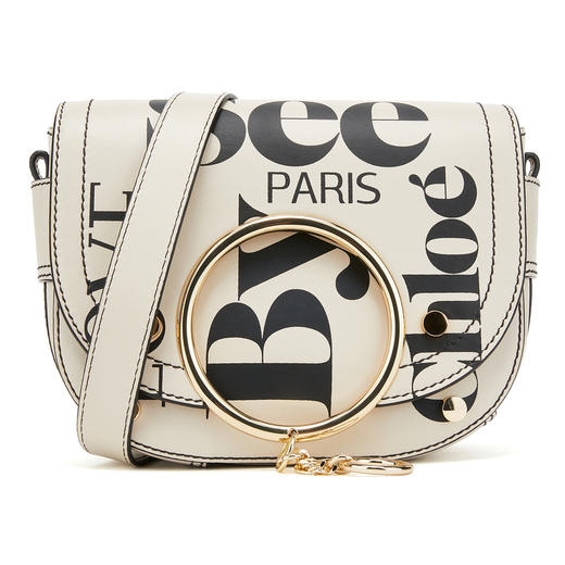 Chloe 蔻依 SEE BY CHLOE 女士LOGO字母印花单肩斜挎包马鞍包 米白 商品图0
