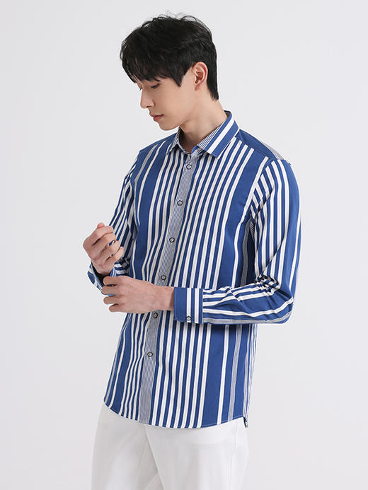 callisto蓝色全棉条纹衬衫 SSSTL031C 商品图1