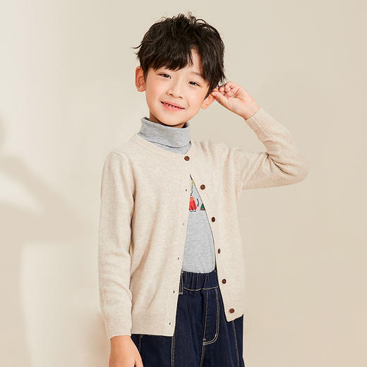 mettekids儿童羊绒衫男童春秋新款针织开衫中大女童可爱卡通毛衣 商品图2