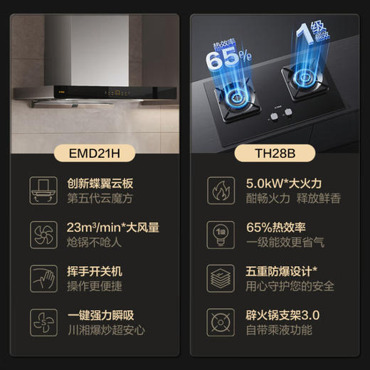 方太油烟抽油烟套装烟灶套装油烟灶具套装燃气灶套餐23飓风猛火烟灶套餐EMD21H+TH28B 烟灶套装 商品图2