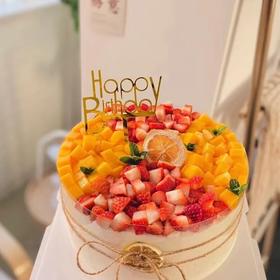 黑巢-草莓+芒果双拼生日蛋糕