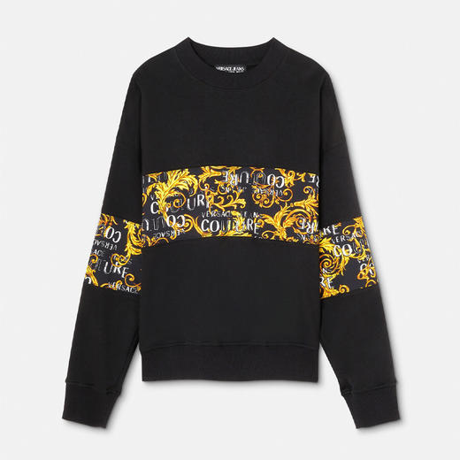 VERSACE JEANS COUTURE 范思哲 男士棉质徽标印花圆领长袖卫衣 黑色 74GAI309 FS063 G89 商品图0