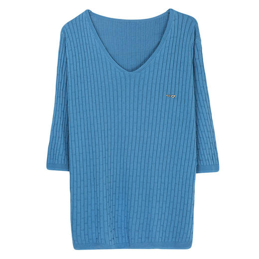 V领七分袖上衣，薄款修身妈妈半袖t恤针织衫CC-103-A051 商品图4