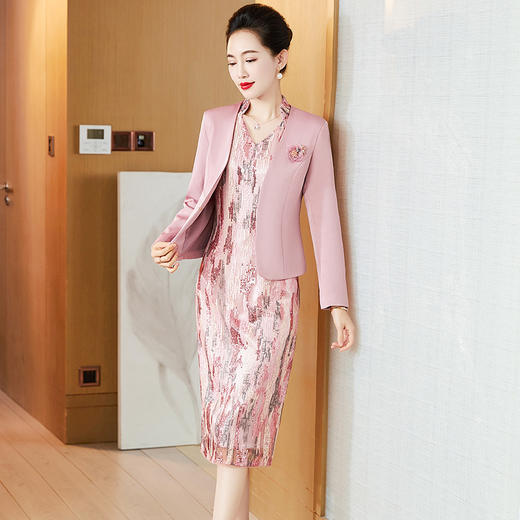 LC-2313新款两件套时尚连衣裙大码婚礼喜婆婆高贵婚宴礼服裙 商品图2