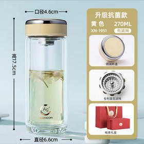 希诺双层抗菌玻璃杯xn-1951（下单请备注颜色）