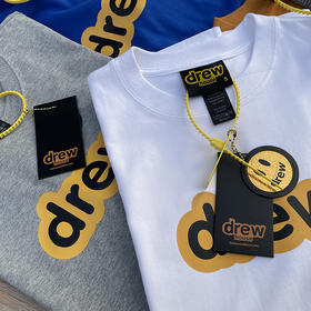 「七款配色！男女同款」Drew短袖字母打底衫情侣潮牌高街圆领短袖过验jastin比伯笑脸t恤