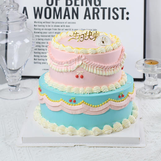 【1424】复古蓝粉撞色 商品图0