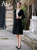 高级感缎面领西装连衣裙女气质职业裙子收腰大摆接拼黑色西服裙 商品缩略图3