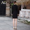 赫本风黑色连衣裙女春季长袖收腰褶皱西服裙子正式场合职业装 商品缩略图3