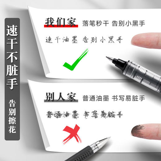 「24支装！送笔筒」得力直液式中性笔走珠笔0.5黑色学生用子弹头碳素笔水笔 商品图2