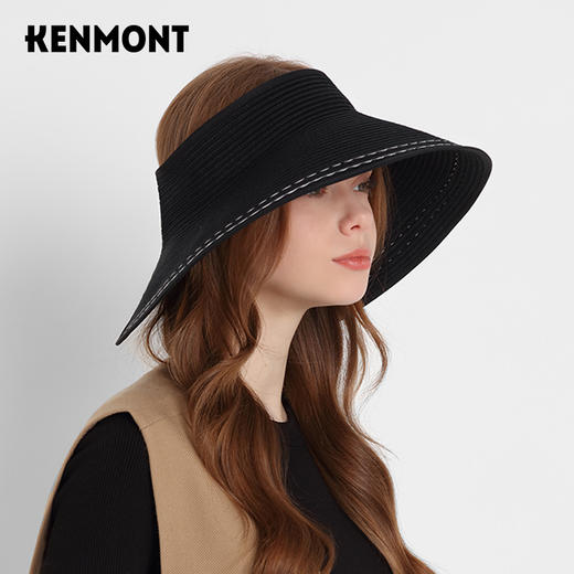卡蒙亲子款防紫外线大檐遮脸护颈空顶太阳帽女扎马尾沙滩折叠遮阳防晒帽KM-6058 商品图7
