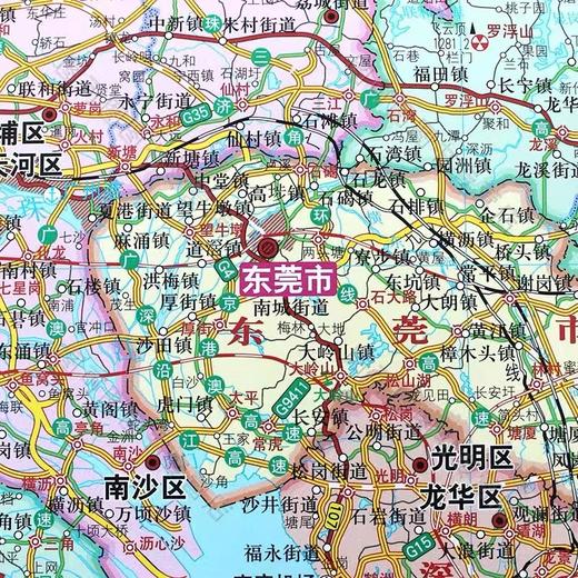 正版广东省地图挂图 约1.5m*1.1m 全开无拼接 行政/交通/旅游/河流/机场1张 商品图4