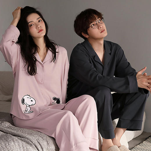 蜡笔小新新款睡衣女春秋棉质长袖男女情侣家居服薄套装 商品图3
