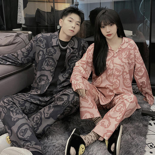 蜡笔小新新款睡衣女春秋棉质长袖男女情侣家居服薄套装 商品图1