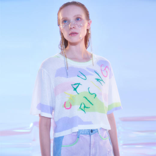 手绣字母针织短袖 商品图2