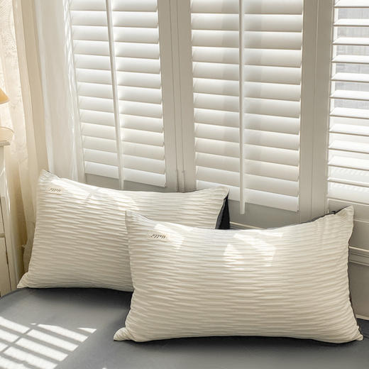 INS泡泡纱床单四件套批发水洗棉被套纯色被罩床上三件套床笠 心选到家 商品图3