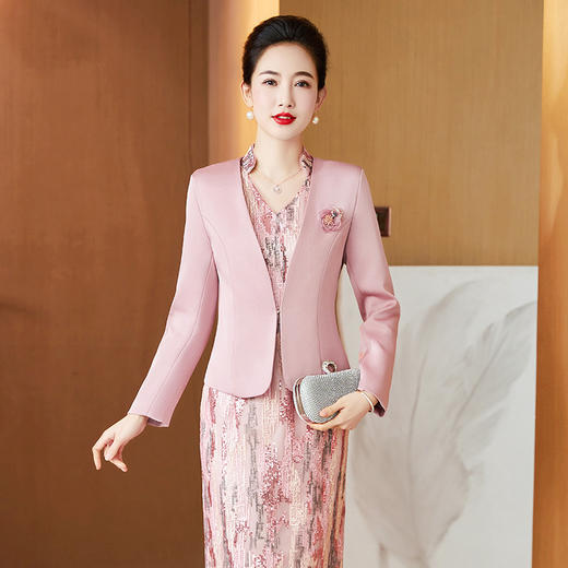 LC-2313新款两件套时尚连衣裙大码婚礼喜婆婆高贵婚宴礼服裙 商品图5