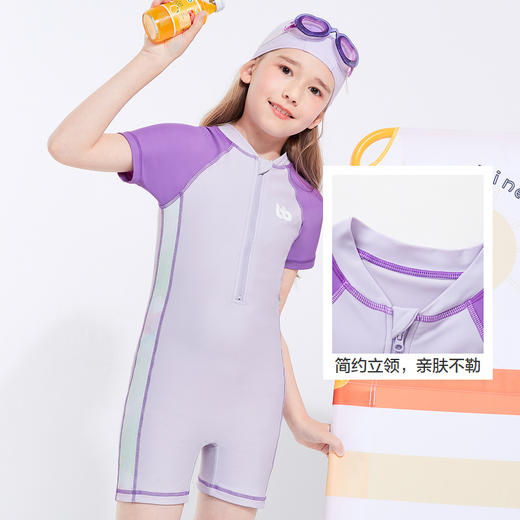 巴拉巴拉儿童泳衣套装女童连体撞色拼接运动游泳装夏季中大童小童 商品图3