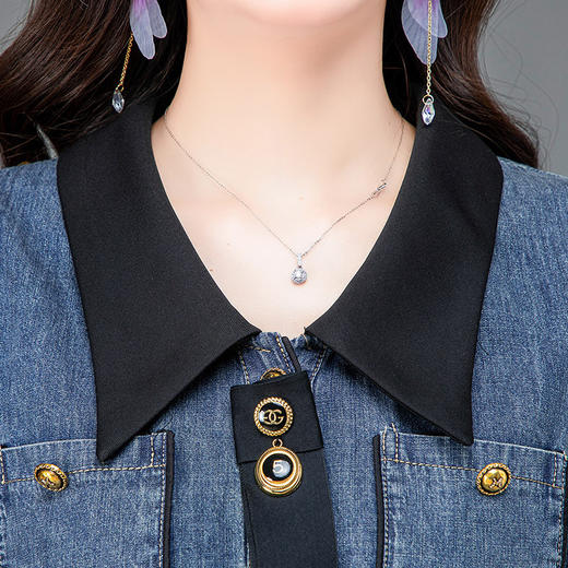 宽松休闲，蓝色牛仔裙时尚拼结鱼尾A字裙QYM-KED-83020-Y 商品图3