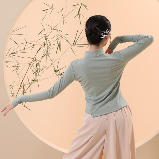 QDDM22112古典舞衣服春秋舞蹈练功服女中国舞芭蕾舞显瘦长袖套装舞服上衣 商品图4