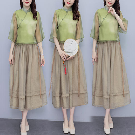 小洋装新中式俩件套套装茶服改良HR-ZMFS23203-1 商品图4