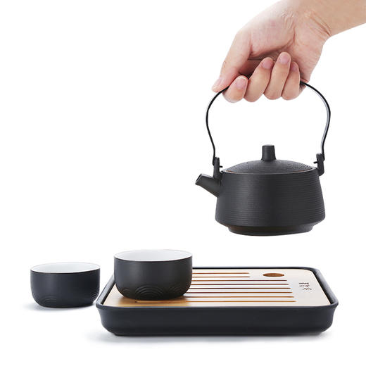 【2.20发货】12件套便携旅行茶具套装黑陶·湖畔居 商品图0