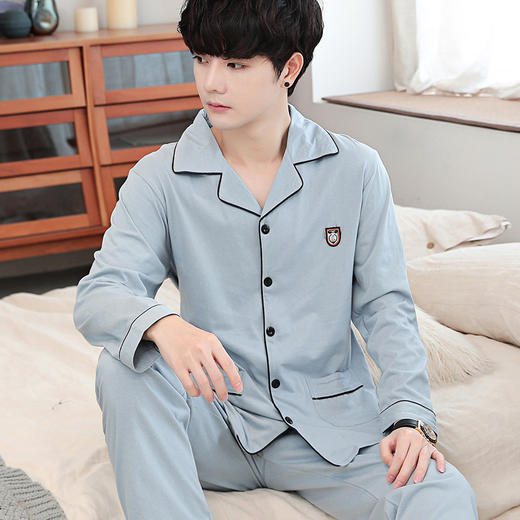 睡衣男秋冬季男士100%纯棉长袖春秋开衫5XL大码宽松家居服套装爸 商品图8