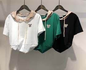 女带帽短T23551