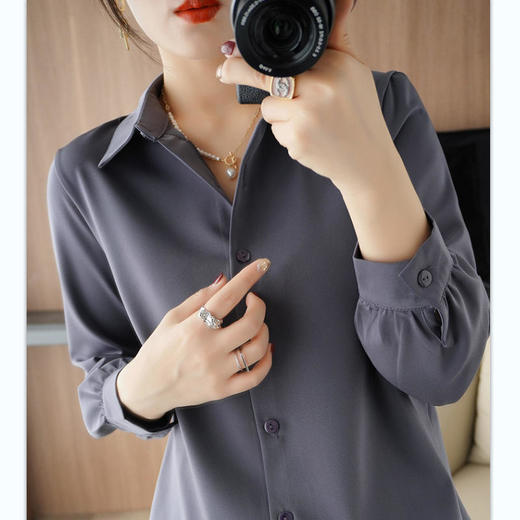 春季新款醋酸缎面长袖宽松大码衬衫DD 商品图7