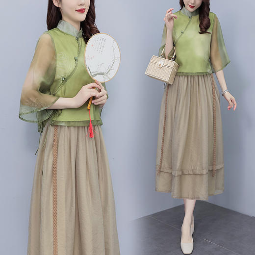 小洋装新中式俩件套套装茶服改良HR-ZMFS23203-1 商品图1