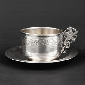 独角鹿西洋古董19世纪末20世纪初法国出品路易十六风格纯银咖啡杯碟茶杯碟套装