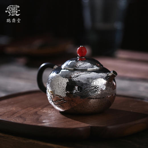 鹤鼎堂 闻天系列僩兮急须錾刻山清水秀（银色)（缺货） 商品图1